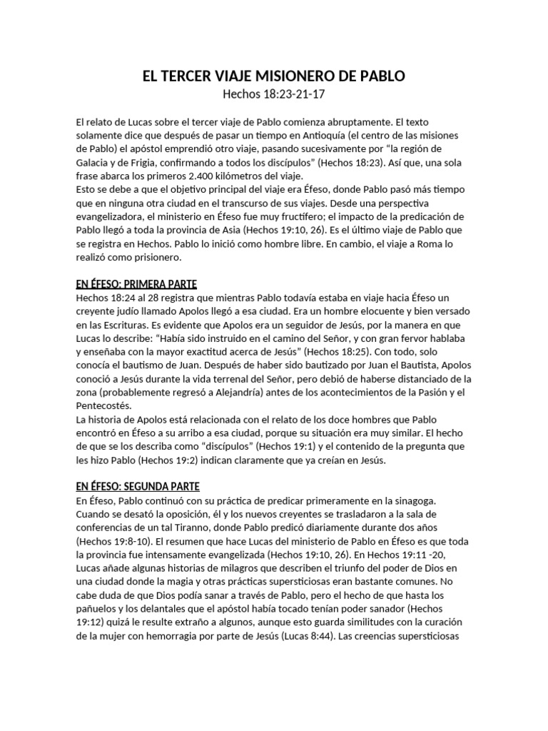 Tercer Viaje Misionero de Pablo | PDF | Pablo el apóstol | Jesús