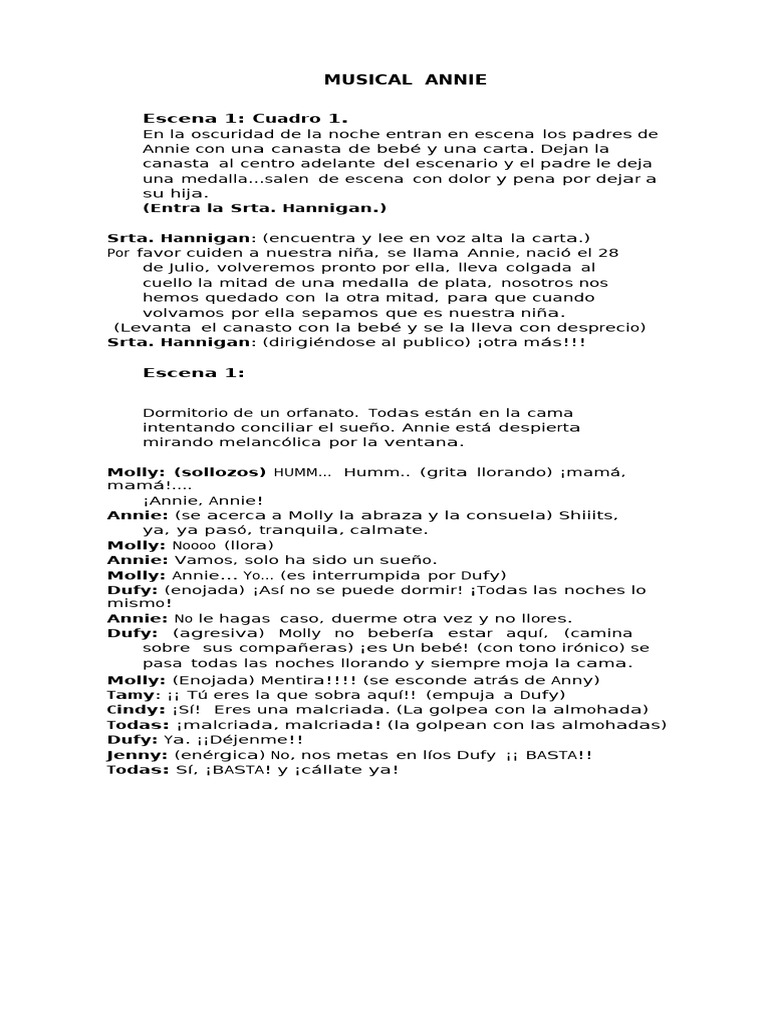 Musical Annie: Escenas y Personajes | PDF | Annie (Musical)