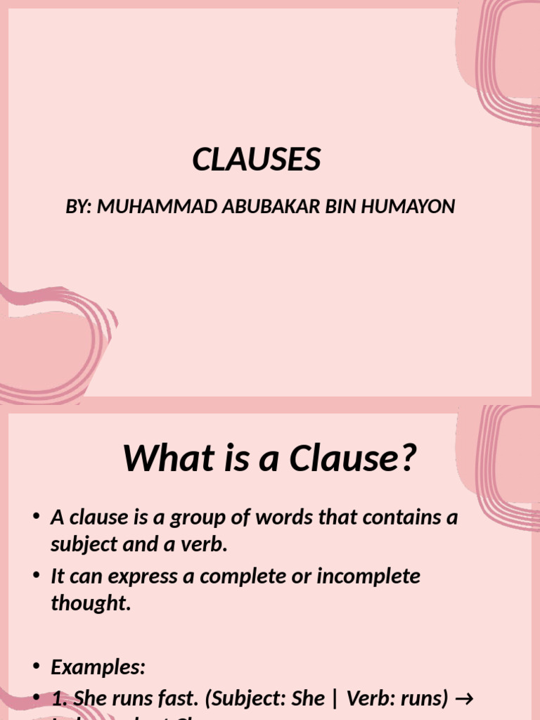 Clauses by Abubakar | PDF | Verb | Subject (Grammar)