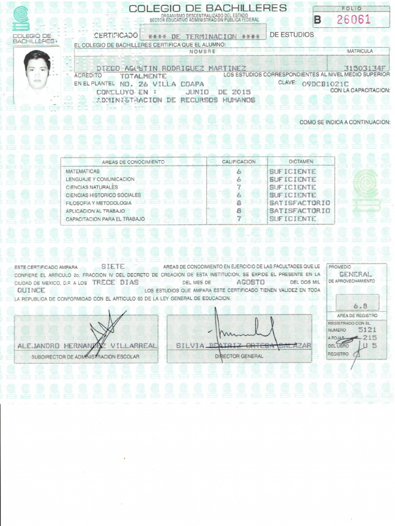 Certificado de Bachillerato | PDF
