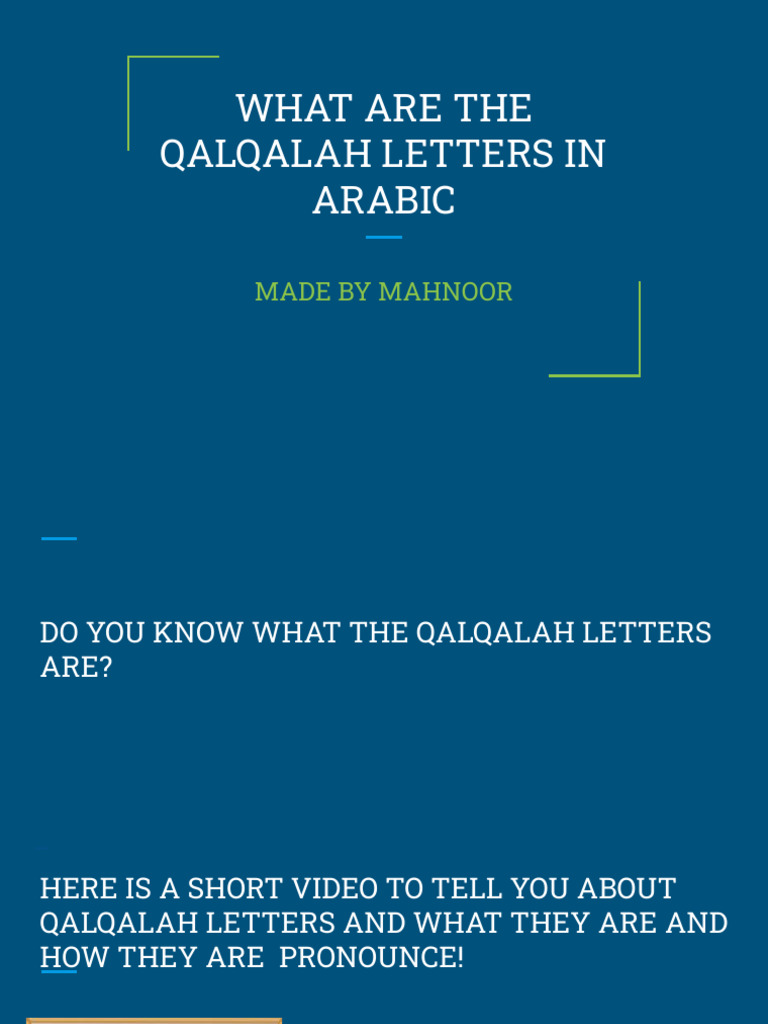 What Are the Qalqalah Letters in Arabic | PDF