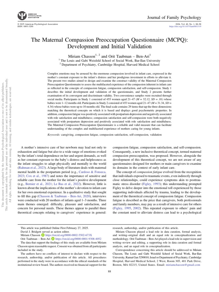 Maternal Compassion Preoccupation Scale | PDF | Occupational Burnout ...