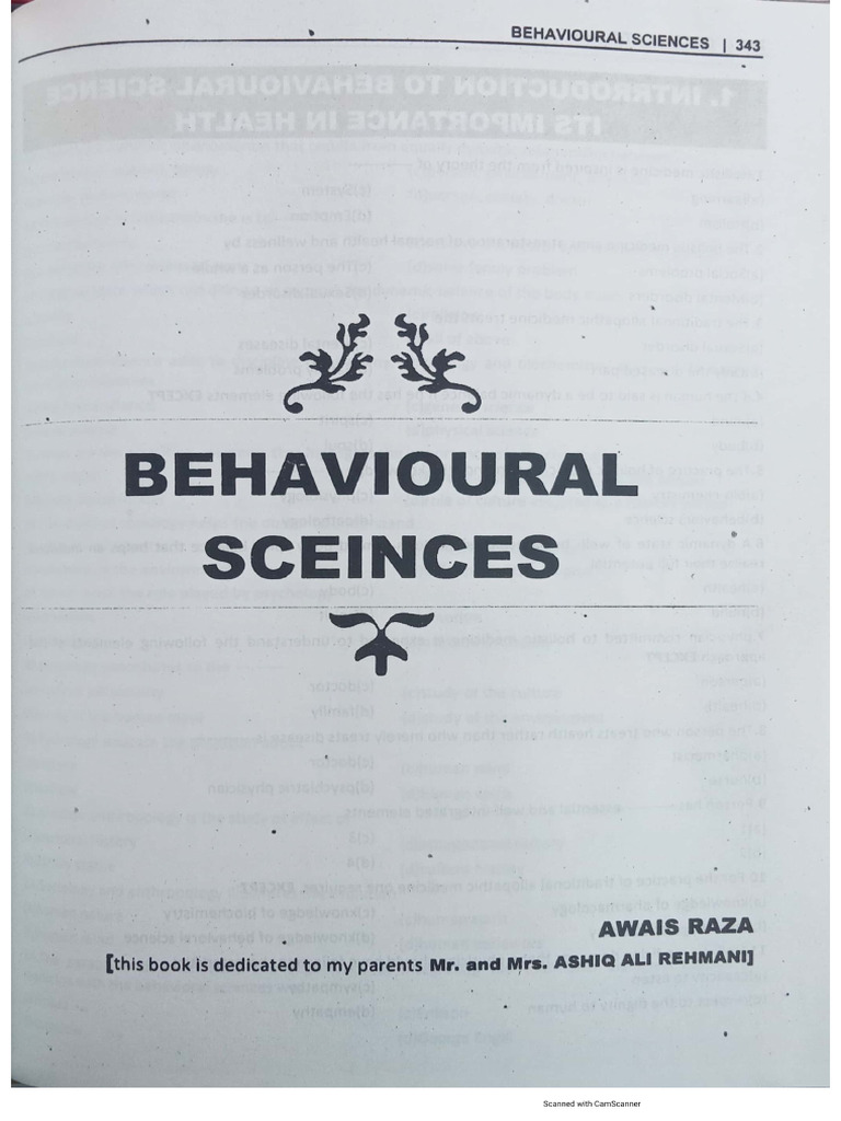 Gateway to AHS- Behavioural Sciences | PDF