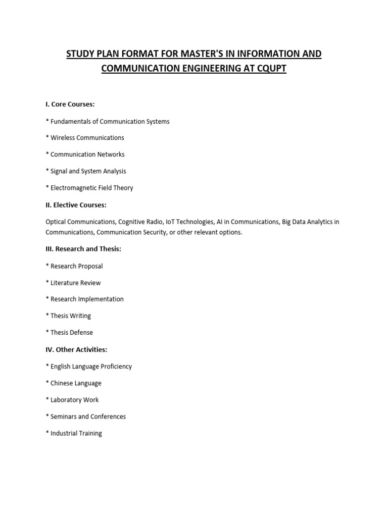 Study Plan CQUPT | PDF