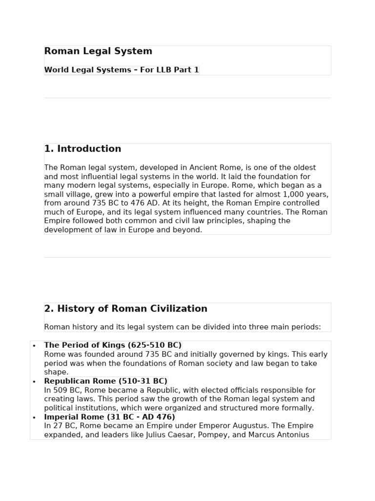 Roman Legal System Easy | PDF | Ancient Rome | Roman Law