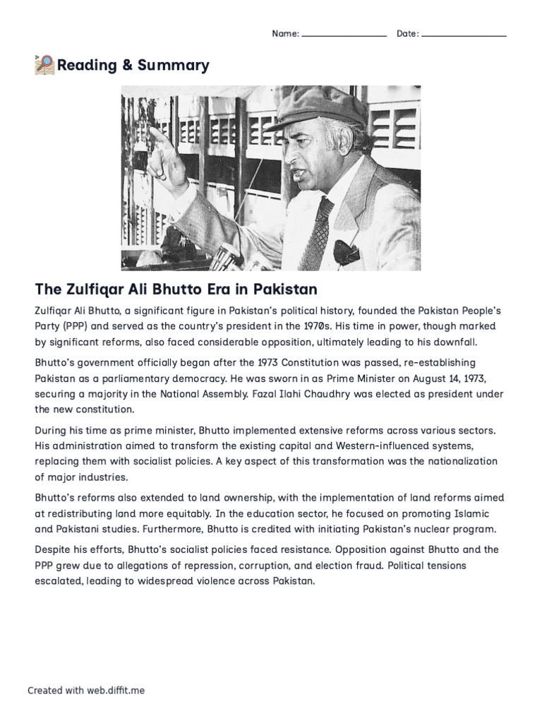 Bhutto's Reforms and Downfall in Pakistan | PDF | Zulfikar Ali Bhutto ...