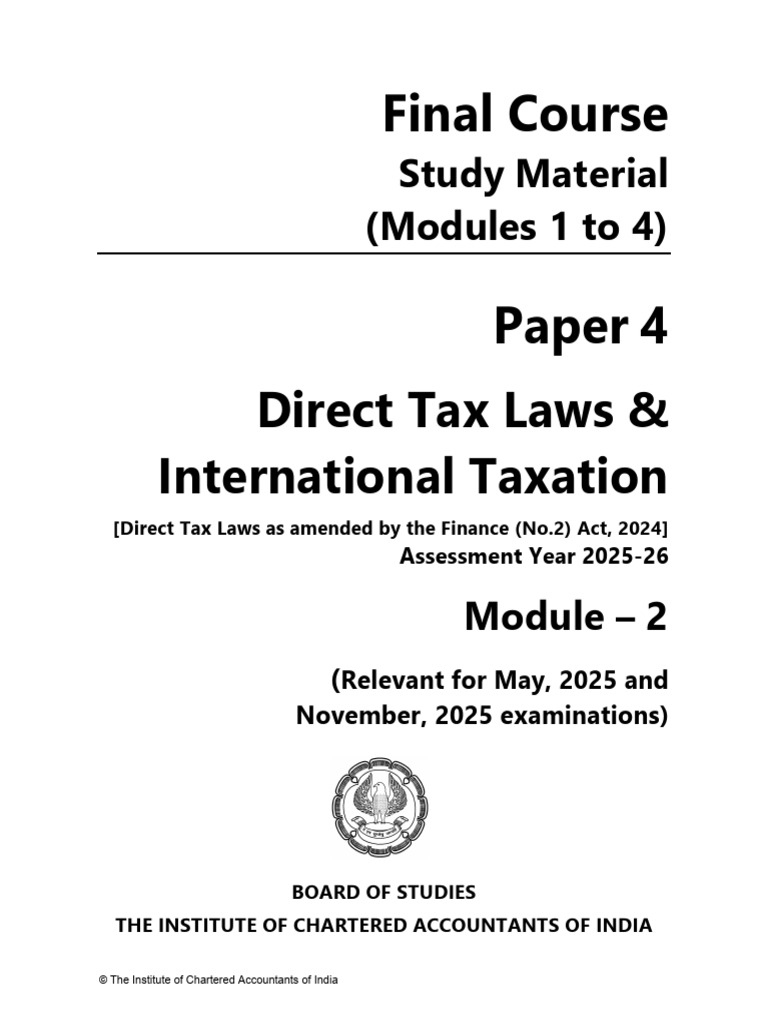 Direct Tax Laws & International Taxation Guide | PDF | Tax Deduction ...