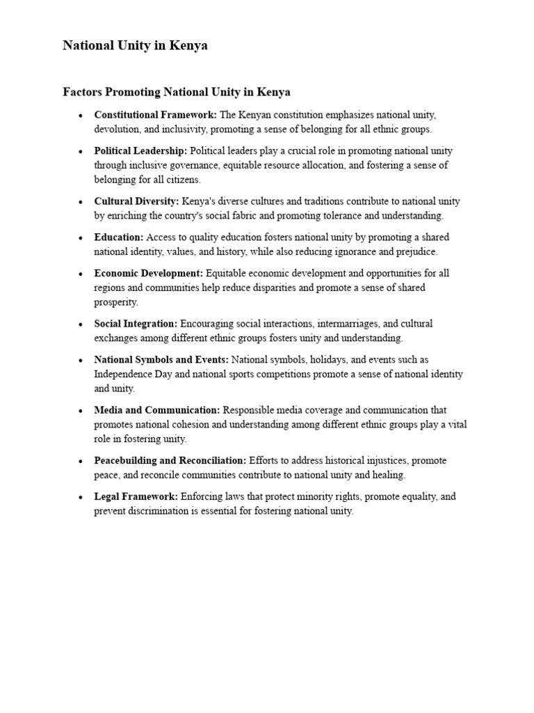 Promoting National Unity in Kenya | PDF | National Security | Naval ...