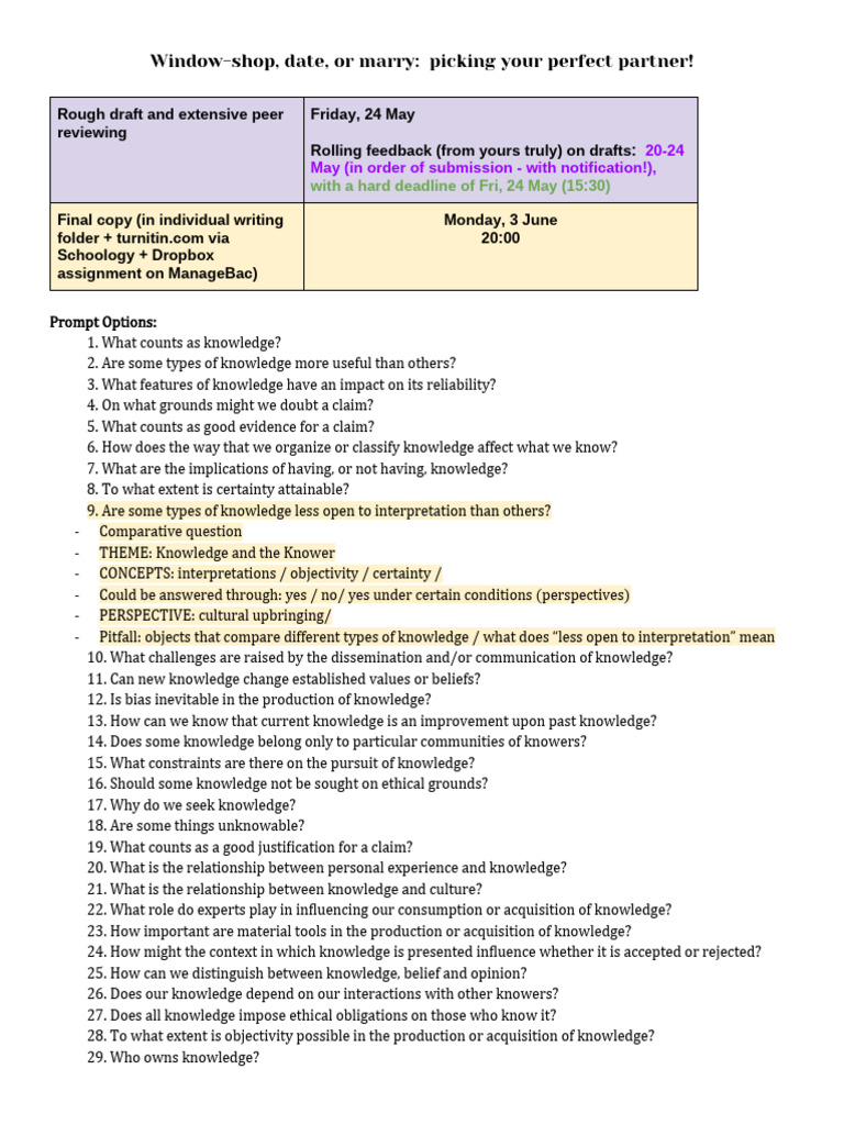 Choosing Knowledge Prompts for Analysis | PDF | Knowledge | Experience