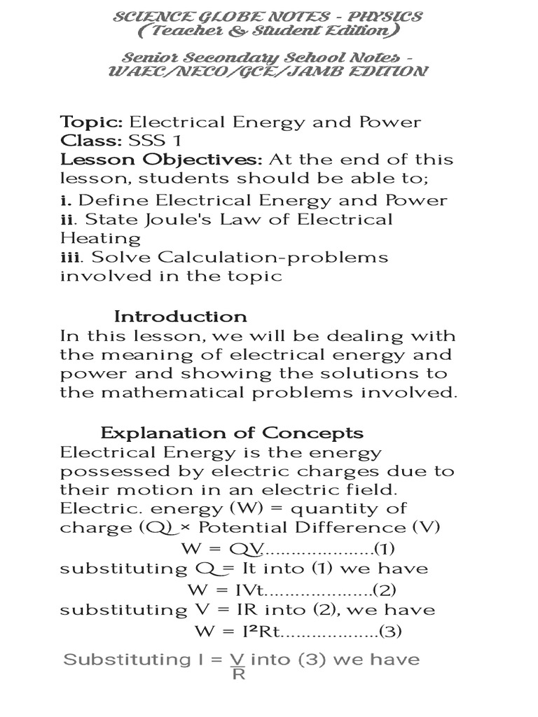 Electrical Energy and Power | PDF | Electric Power | Electromagnetism