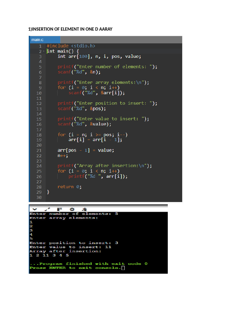 DS Practical 2 Array Insertion and Deletion | PDF