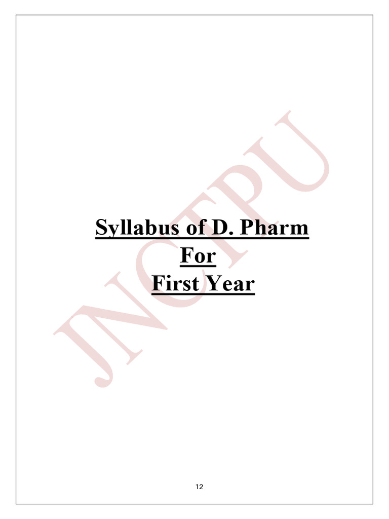 D. Pharm First Year Syllabus Overview | PDF | Human Body ...