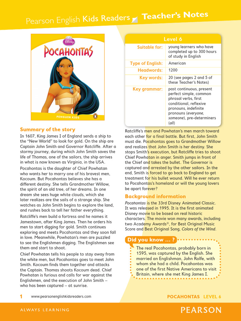 HOME - AMAZING READERS - Book of the Week - PDF - Pocahontas | PDF