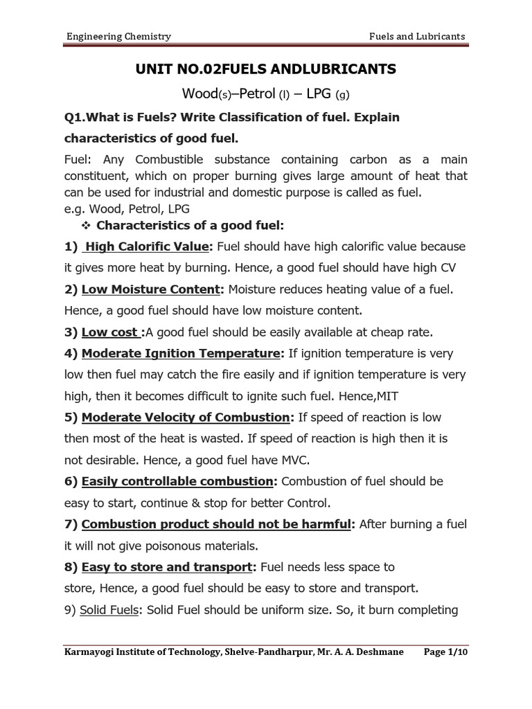 Robin Notes EC 2 Fuel & Lubricants Word Print 10 Pages | PDF ...