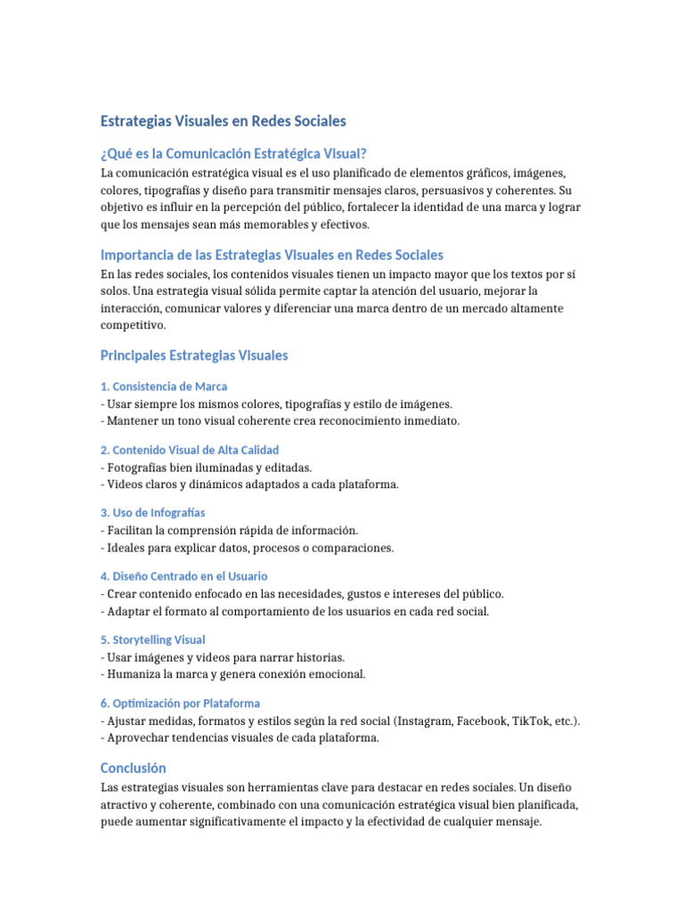 Estrategias Visuales Efectivas en Redes Sociales | PDF