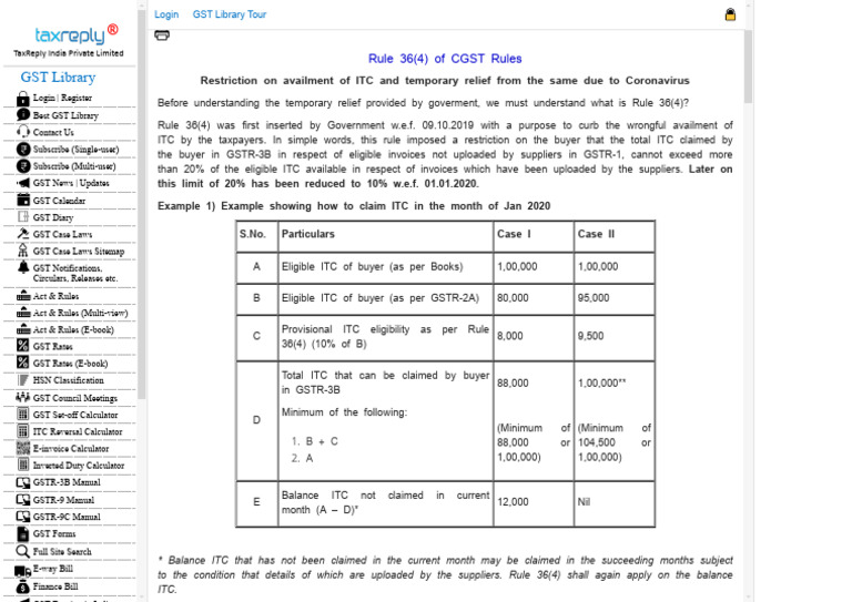 Understanding GST Rule 36(4) ITC Claims | PDF | Governance | Taxes