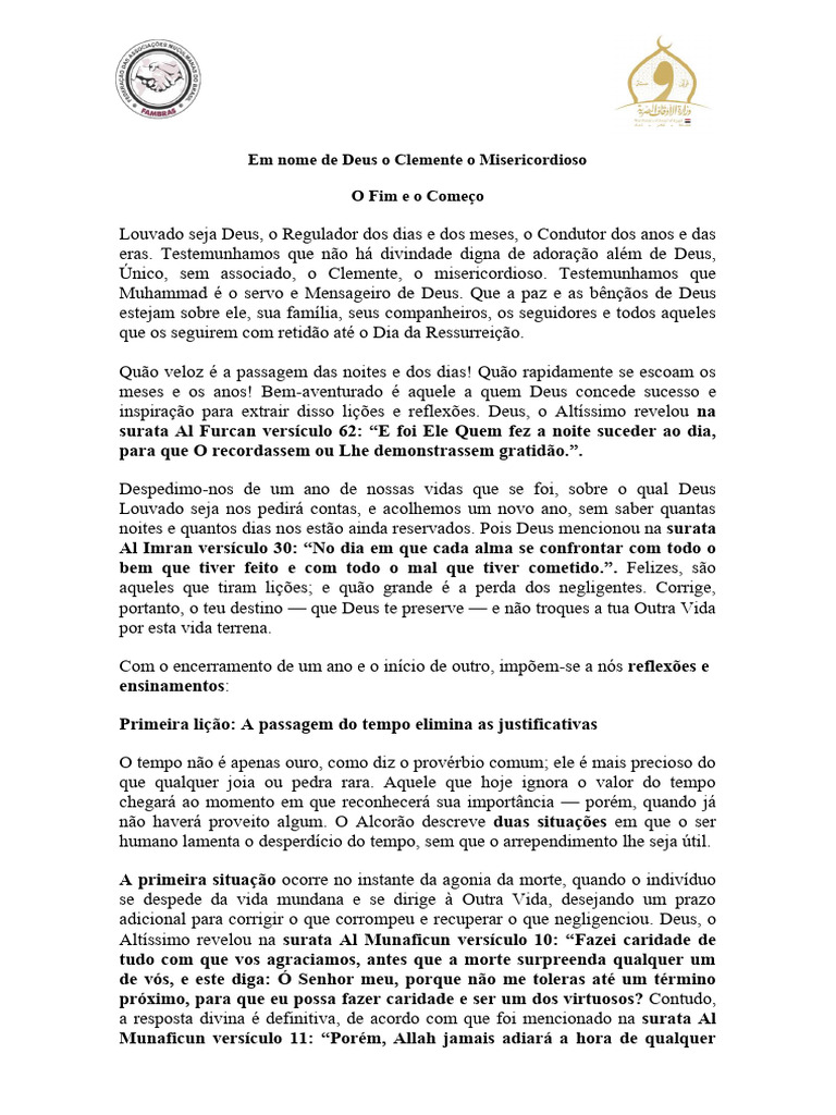 Reflexões sobre o Tempo e a Vida | PDF | Deus | Maomé