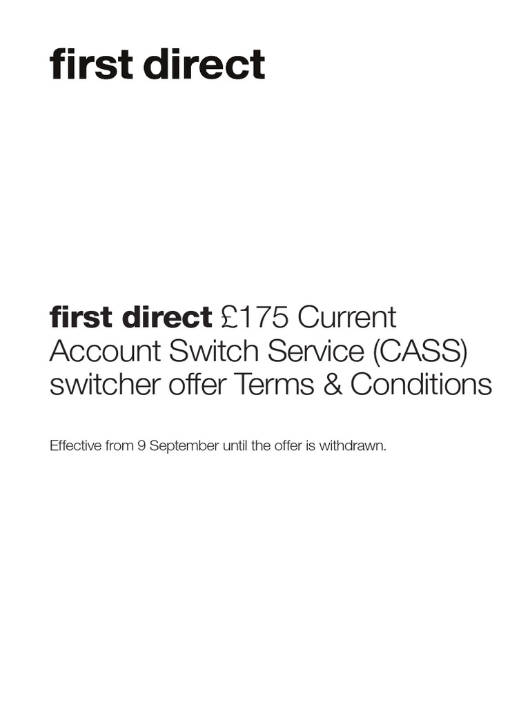 £175 First Direct Account Switch Offer | PDF | Debit Card | Banks