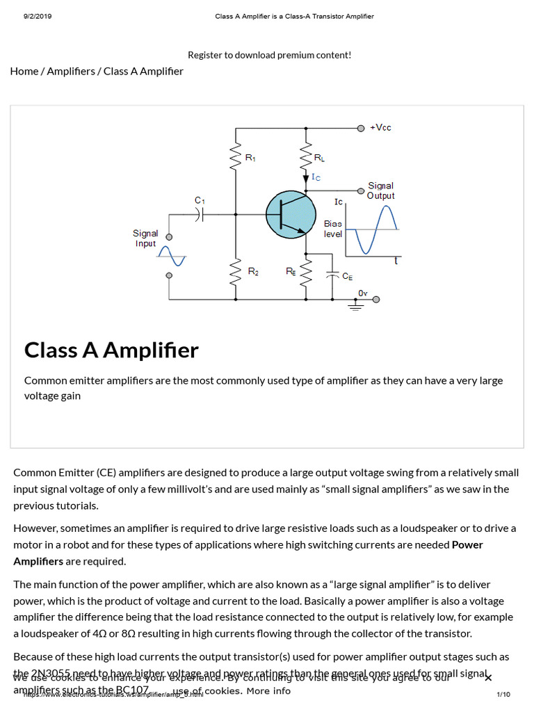 Class a Amplifier is a Class-A Transistor Amplifier | PDF | Amplifier ...
