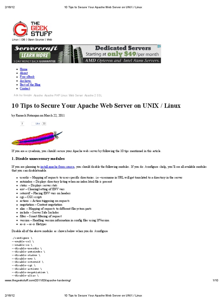 10 Tips to Secure Your Apache Web Server on UNIX _ Linux