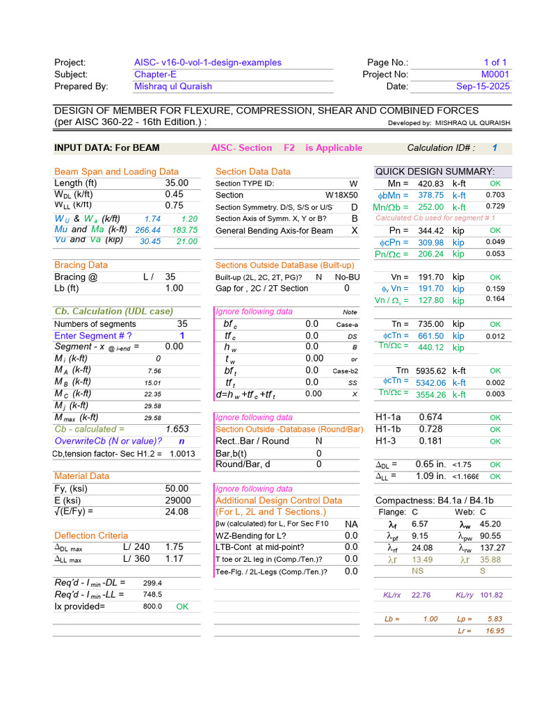 AISC Design Examples for Members | PDF | Bending | Beam (Structure)