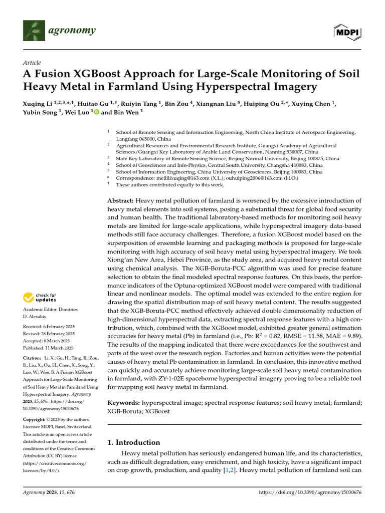 XGBoost for Soil Heavy Metal Monitoring | PDF | Remote Sensing ...