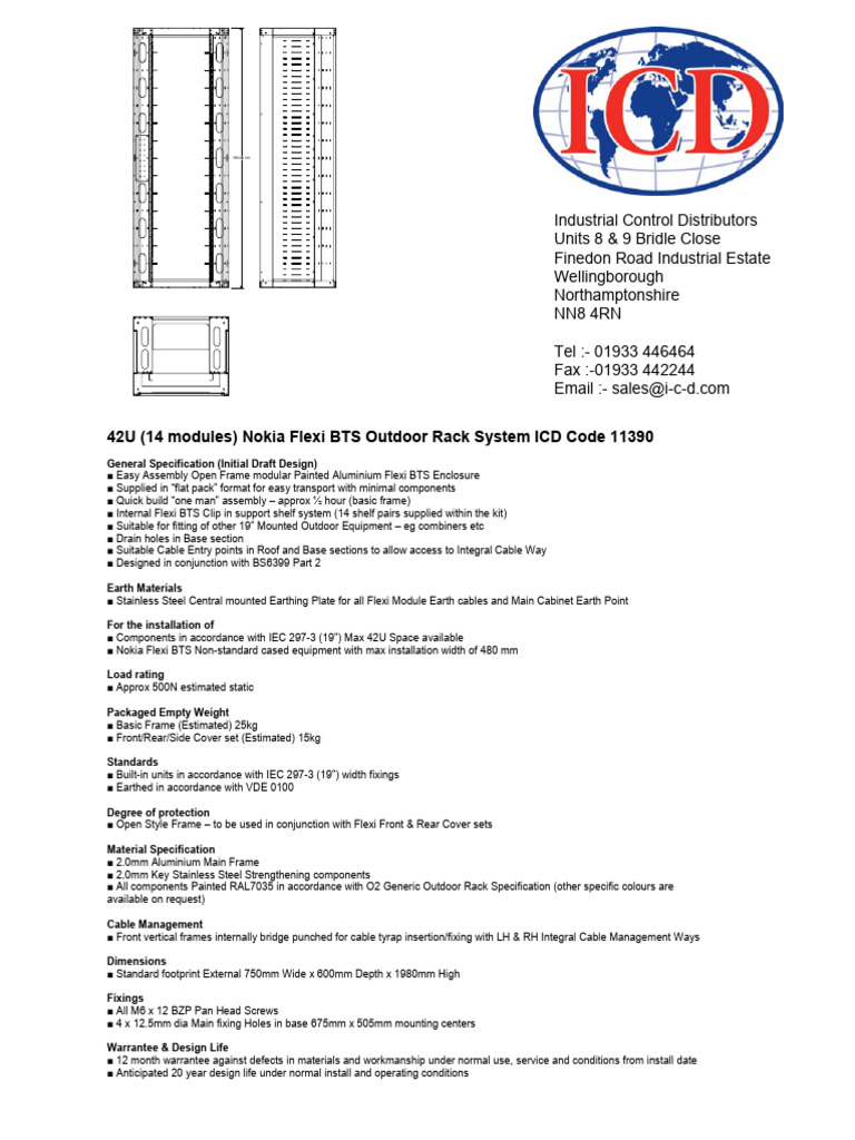 Nokia Flexi BTS Outdoor Rack System Specs | PDF