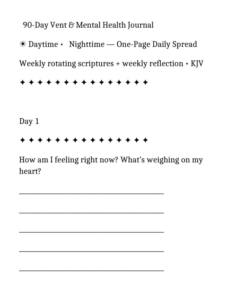 90-Day Mental Health Journal Guide | PDF | King James Version ...