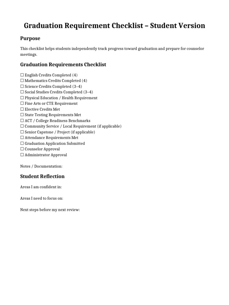 Graduation Checklist for Students | PDF