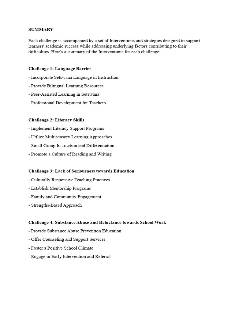 Strategies for Overcoming Student Challenges | PDF | Mentorship | Literacy
