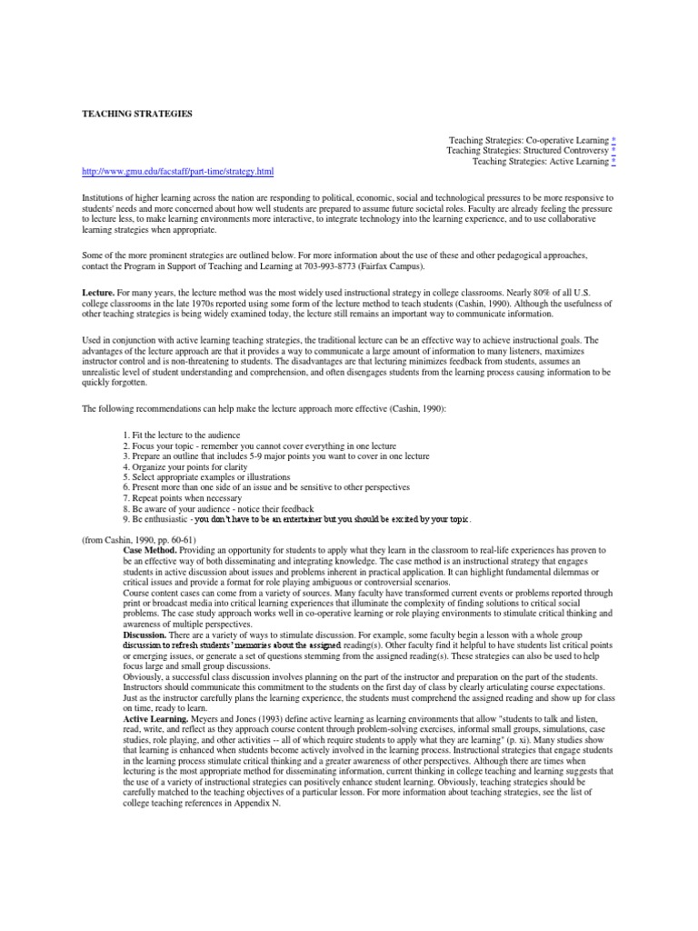 Strategies of Teaching | PDF | Distance Education | Learning