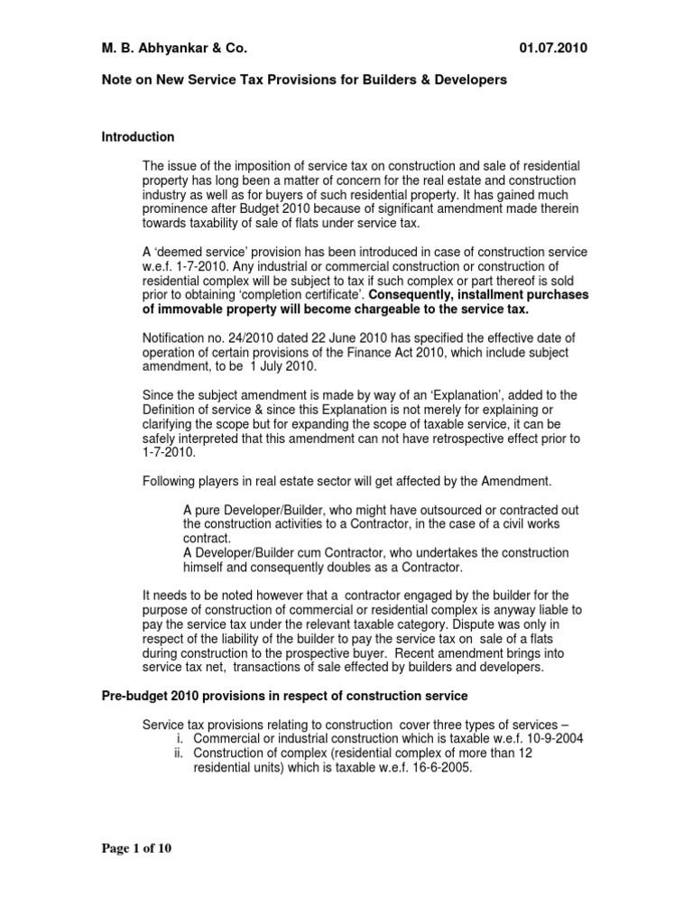 Construction Service Tax PDF Taxes Value Added Tax