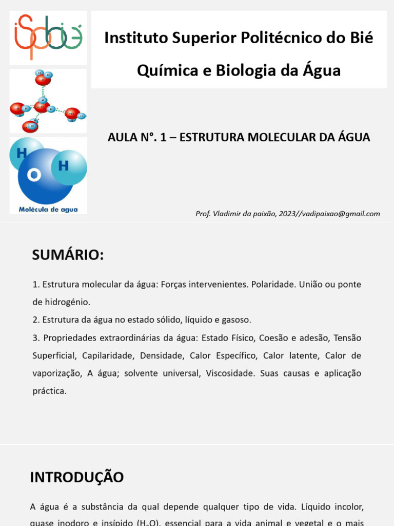 Estrutura e Propriedades da Água | PDF | Propriedades da água ...