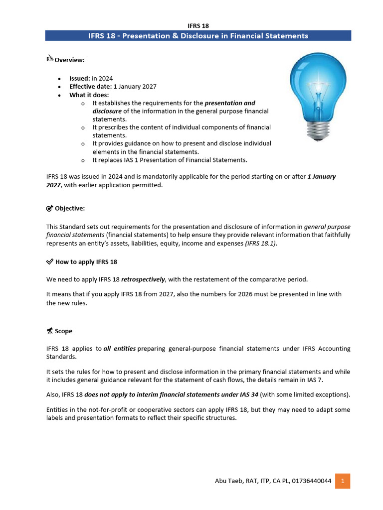 IFRS 18: Financial Statement Guidelines | PDF | International Financial ...