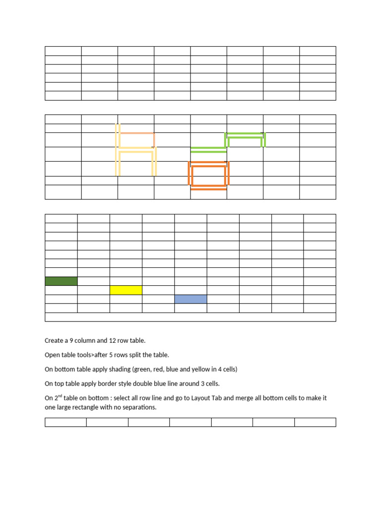 Create a 9 Column and 12 Row Table3.1.2 | PDF