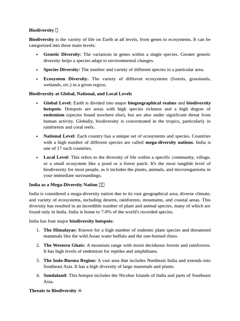 Unit - 3 Notes Evs | PDF | Water Pollution | Biodiversity