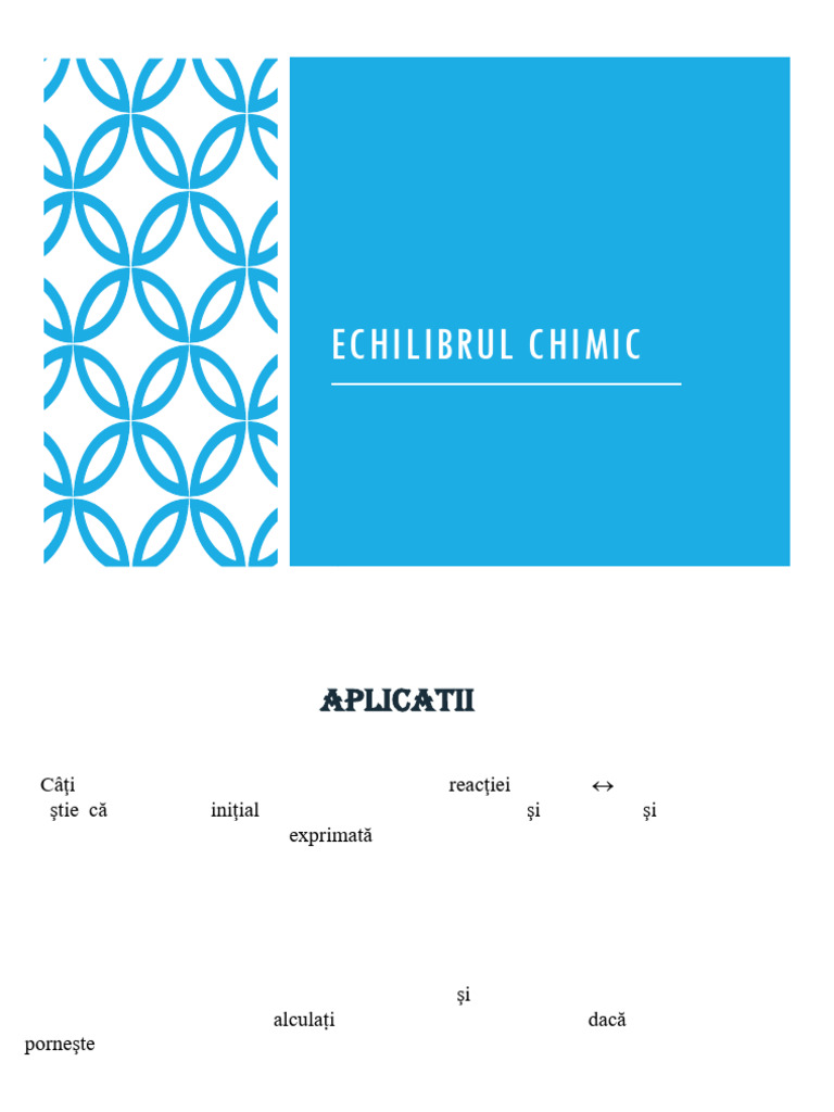 Curs 5 Aplicatii Echilibru Chimic | PDF