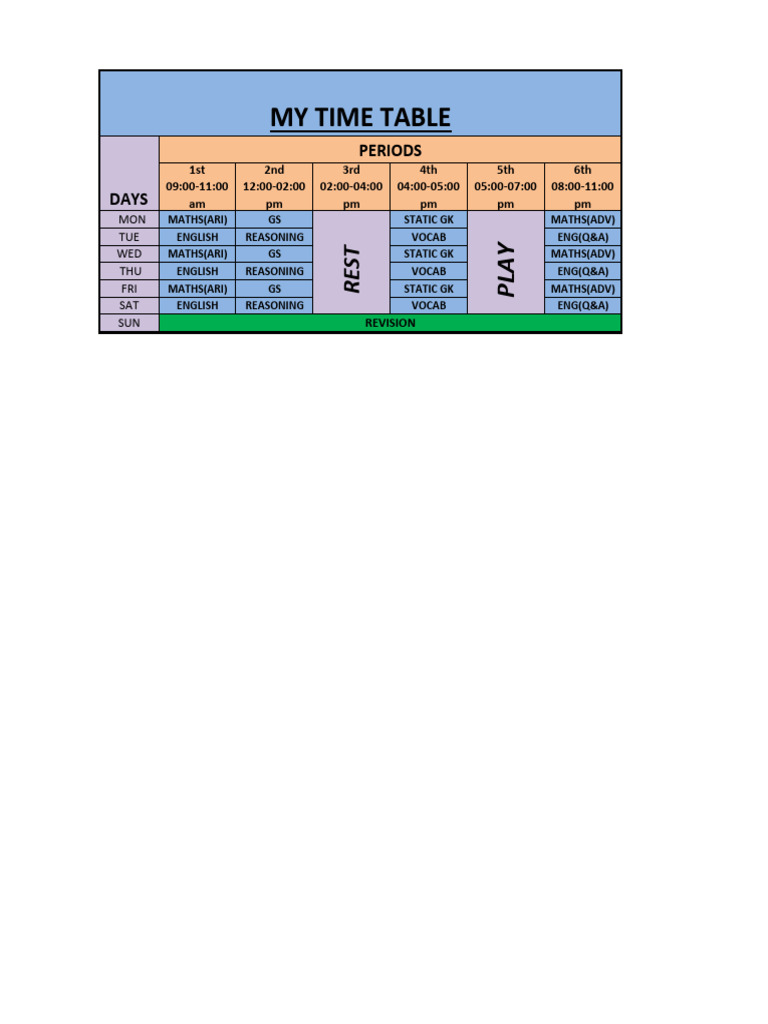 My Time Table Real | PDF