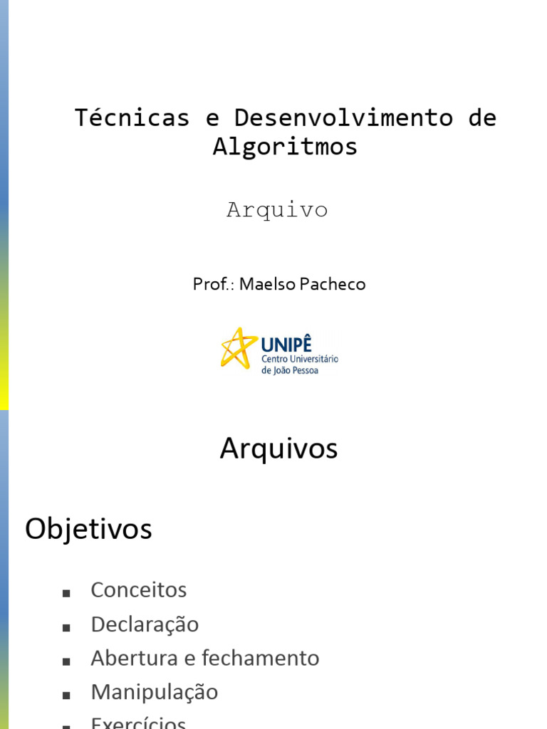 Manipulação de Arquivos em C | PDF | Armazenamento de dados de ...