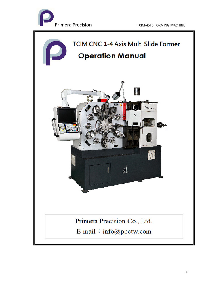 TCIM-45T3 Forming Machine Manual | PDF | Crane (Machine) | Power Supply