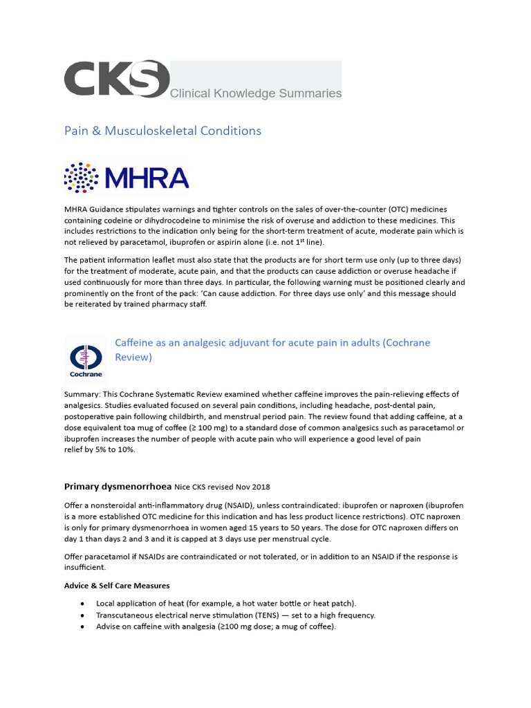CKS Pain & Musculoskeletal Management Stratgeies | PDF | Analgesic ...
