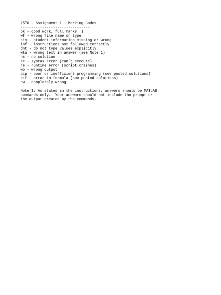 A1 Marking Codes | PDF