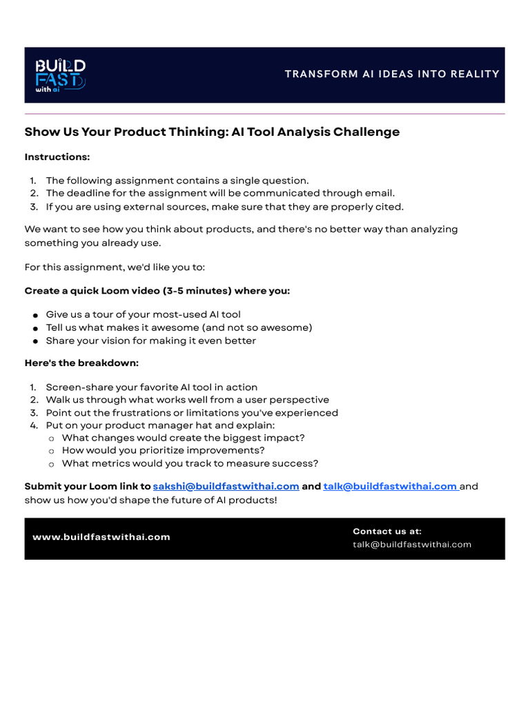AI Tool Analysis Challenge Instructions | PDF
