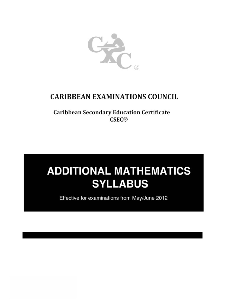 Additional Mathematics Syllabus CXC 37 | PDF | Factorization | Summation