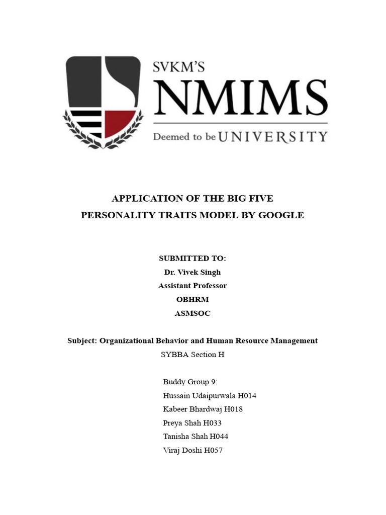 Google and the Big Five Personality Traits | PDF | Leadership ...