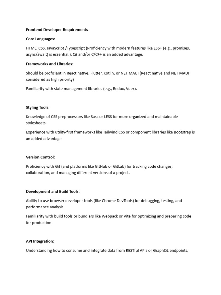Frontend Requirements | PDF