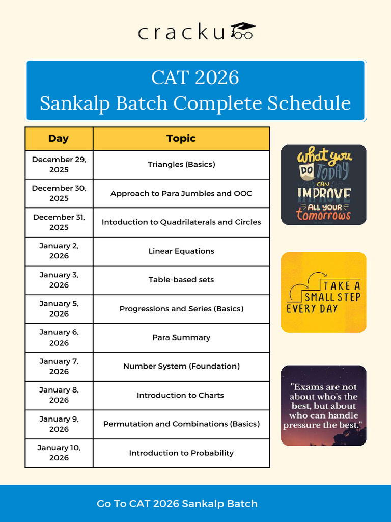 CAT 2026 Preparation Schedule Guide | PDF | Quadratic Equation ...