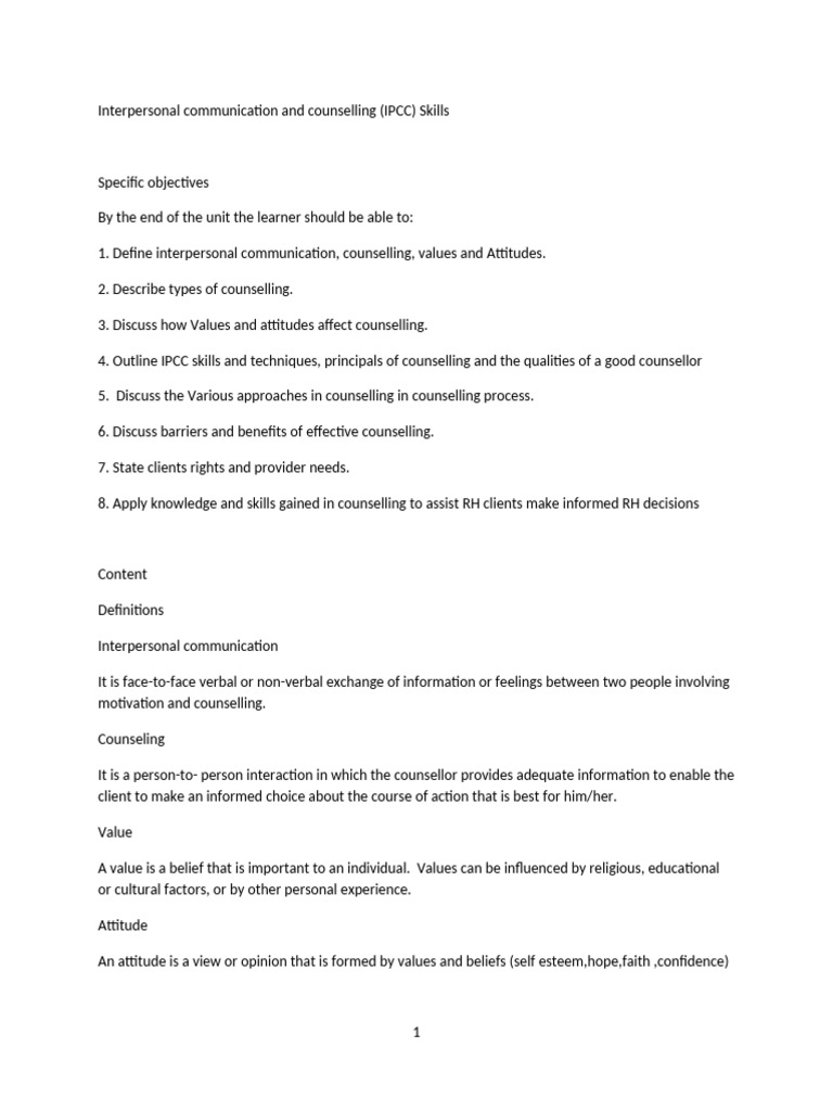 Interpersonal Communication & Counselling Skills | PDF | Communication ...