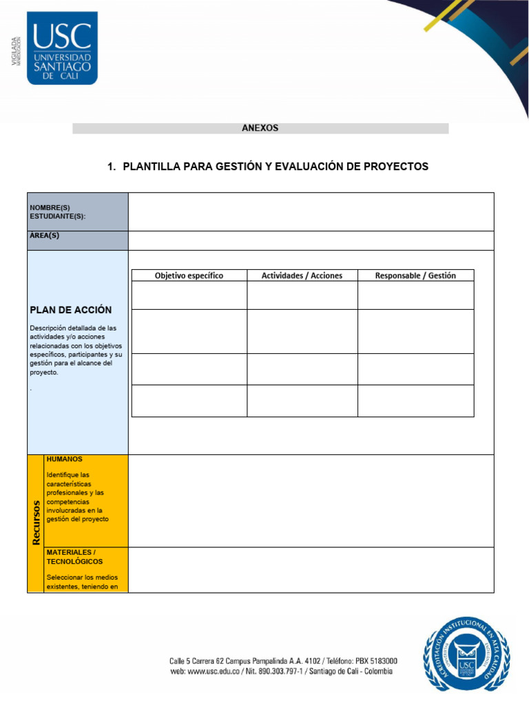 FICHA DE GESTIÓN DE PROYECTOS 2025B | PDF