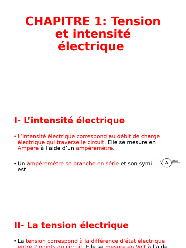 Tension et Intensité Électrique expliquées | PDF